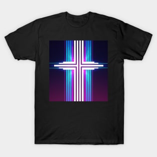 Synthwave stripes cross T-Shirt